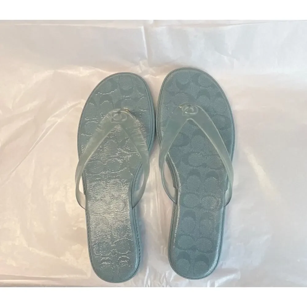 Coach Women’s 10 B Sea mist Jelly Flip flop bechy/vacation Resort wear summer